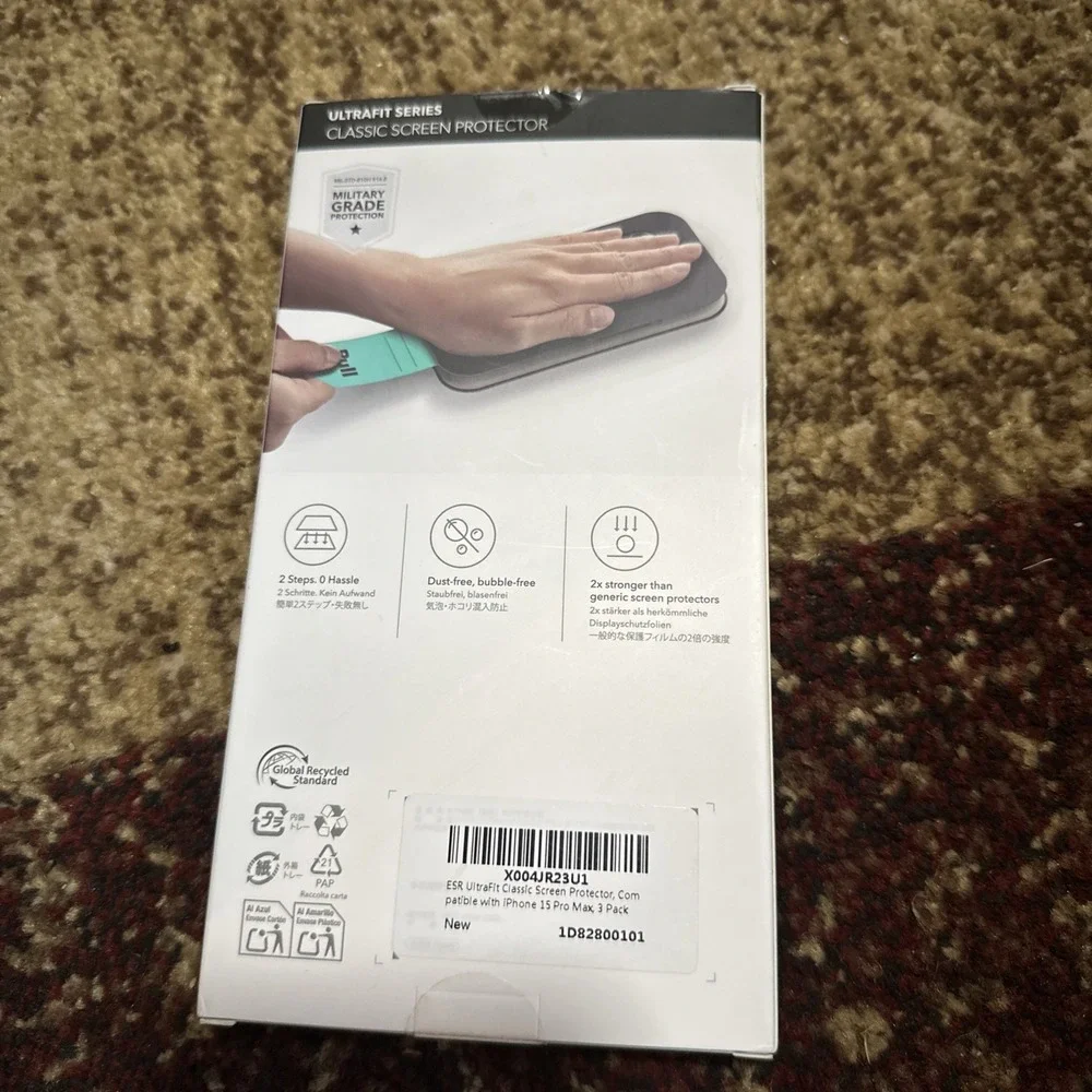 NEW esr ultrafit classic iphone 15 pro max screen protector, 3 pack
